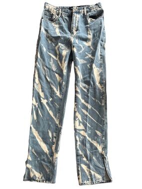 Lioness Blue and White Tie-Dye High Waisted Baggy Boyfriend Jeans Sz S /6